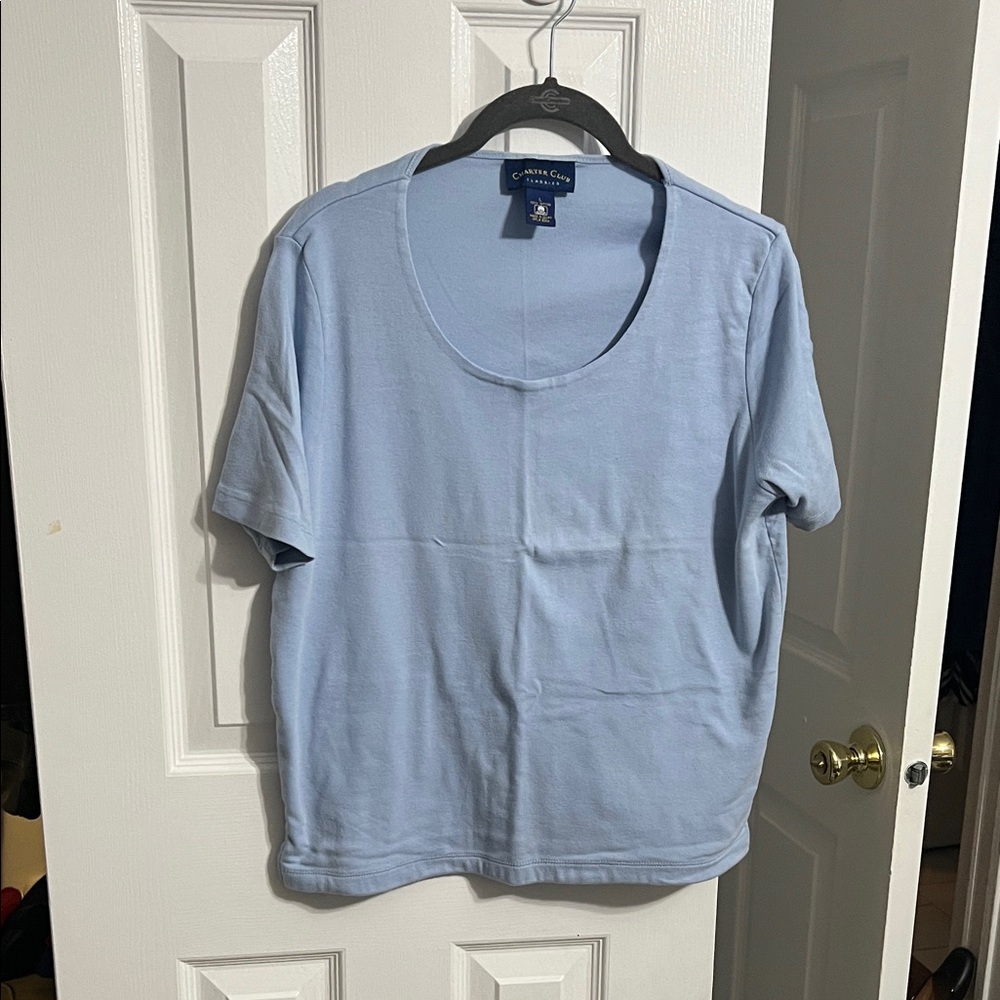 Charter Club Light Blue Short Sleeve Top